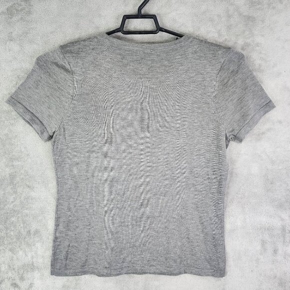 Women's Grey DKNY Acrylic Shirt Short Sleeve Crew Neck Size L - Picture 9 of 13
